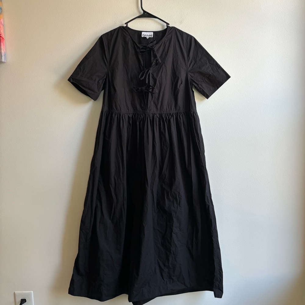 Ganni | Cotton Poplin Tie String Dress - Picture 2 of 4